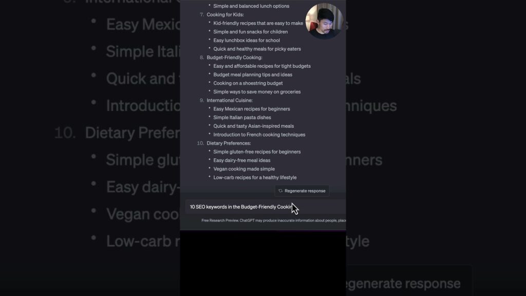 How to do FREE Keyword Research with ChatGPT for SEO, blogging, affiliate marketing #shorts